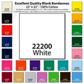 22"x22" Blank Solid Bright White Imported 100% Cotton Bandanna